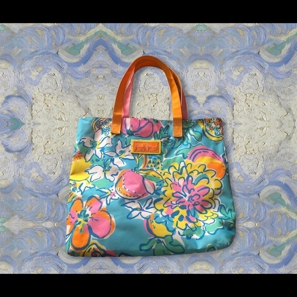 Lilly Pulitzer for Este Lauder Floral Canvas Tote 15X13 Beach Pool Vacation - Picture 1 of 6